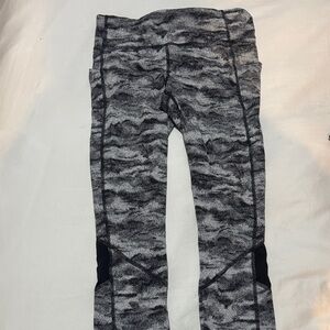 Womens grey white and black capri leggings